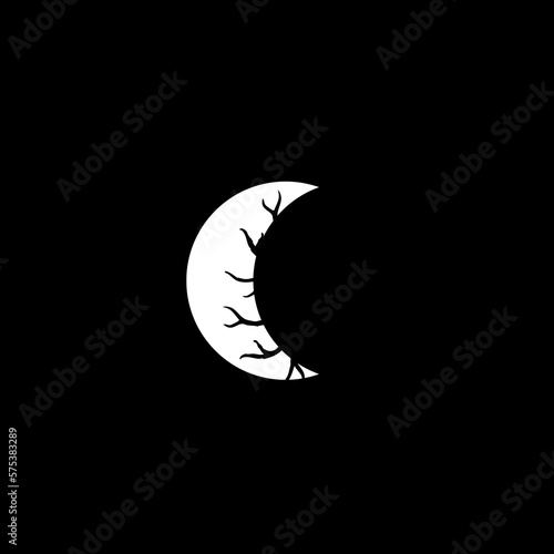 cracked white moon on black background