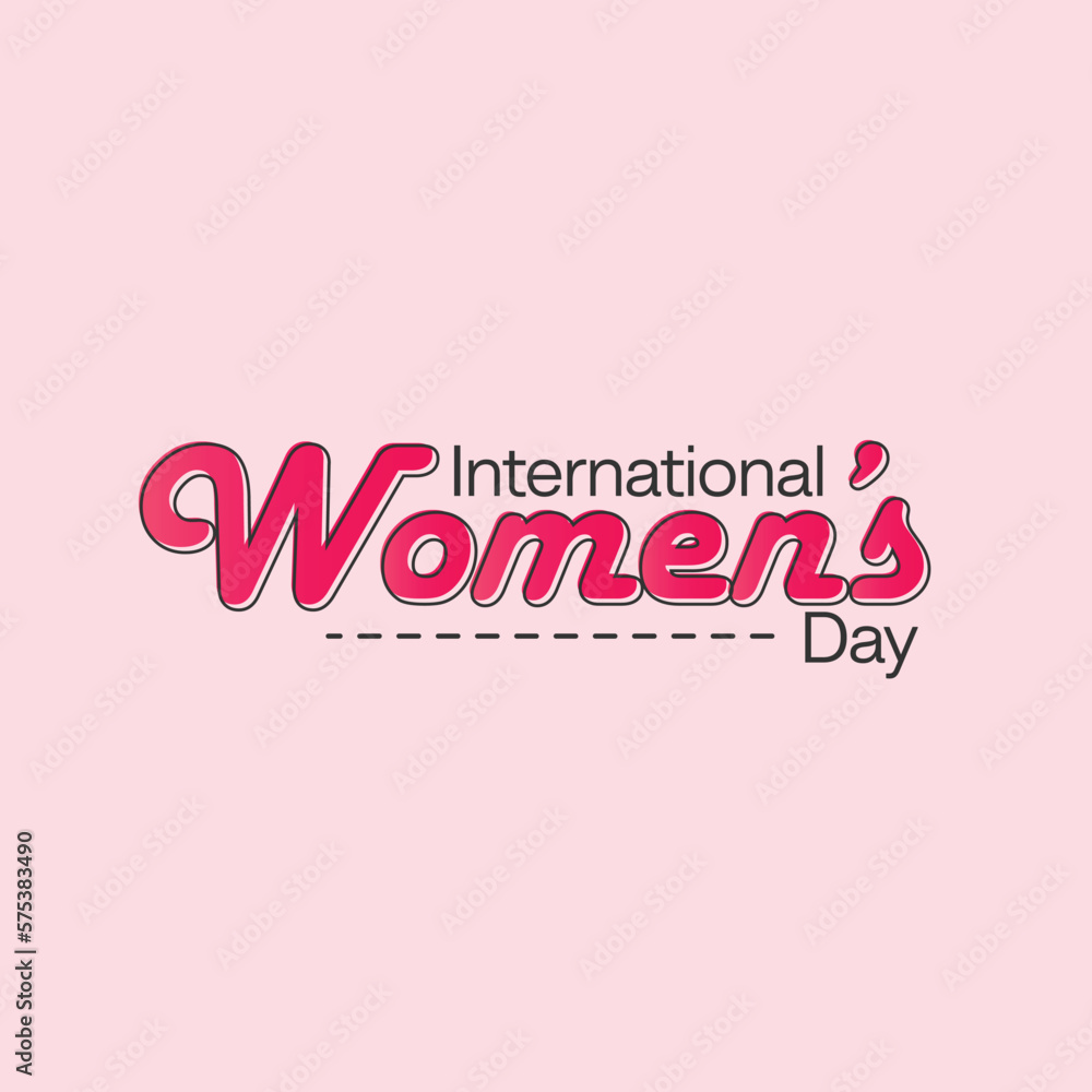 Internatinal Women Day Text isolated on pink Background. 8 March Women Day celebration social media post design