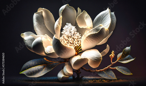 Foto A white magnolia blossom, its soft petals and intricate center creating a stunni