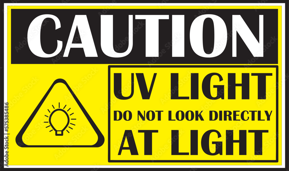 Fototapeta premium Uv light warning sign vector, do not look directly at uv light sign vector