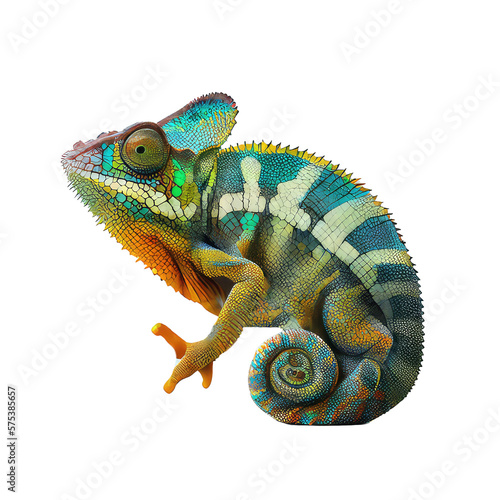 chameleon isolated on white Fototapet