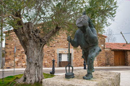 Zamgarron sculpture in Montamarta village, Zamora province, Spain