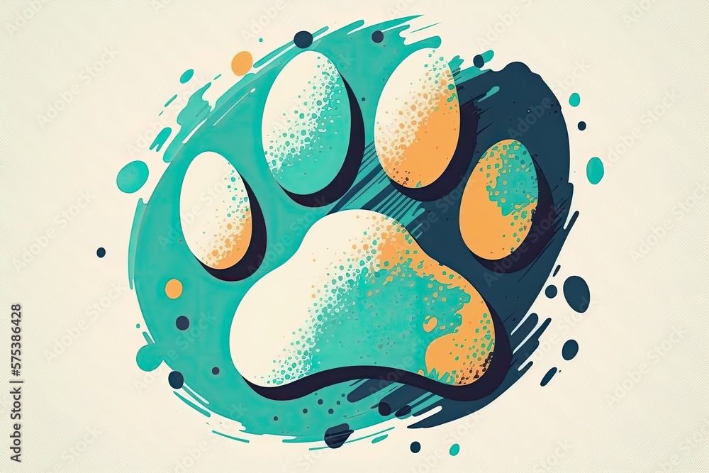 Cartoon paw print in a mellow pop sound. Conceptualization of a ...