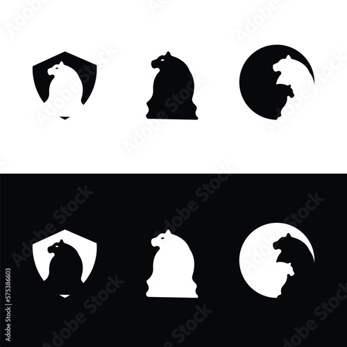Bear shield logo vector icon illustration . Circle bear logo