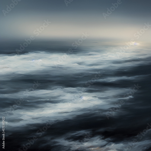 Moody stormy grey sea ai generative painting 