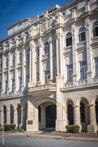 Architecture of Old Havana in Cuba. Everyday life with cars  houses and people.