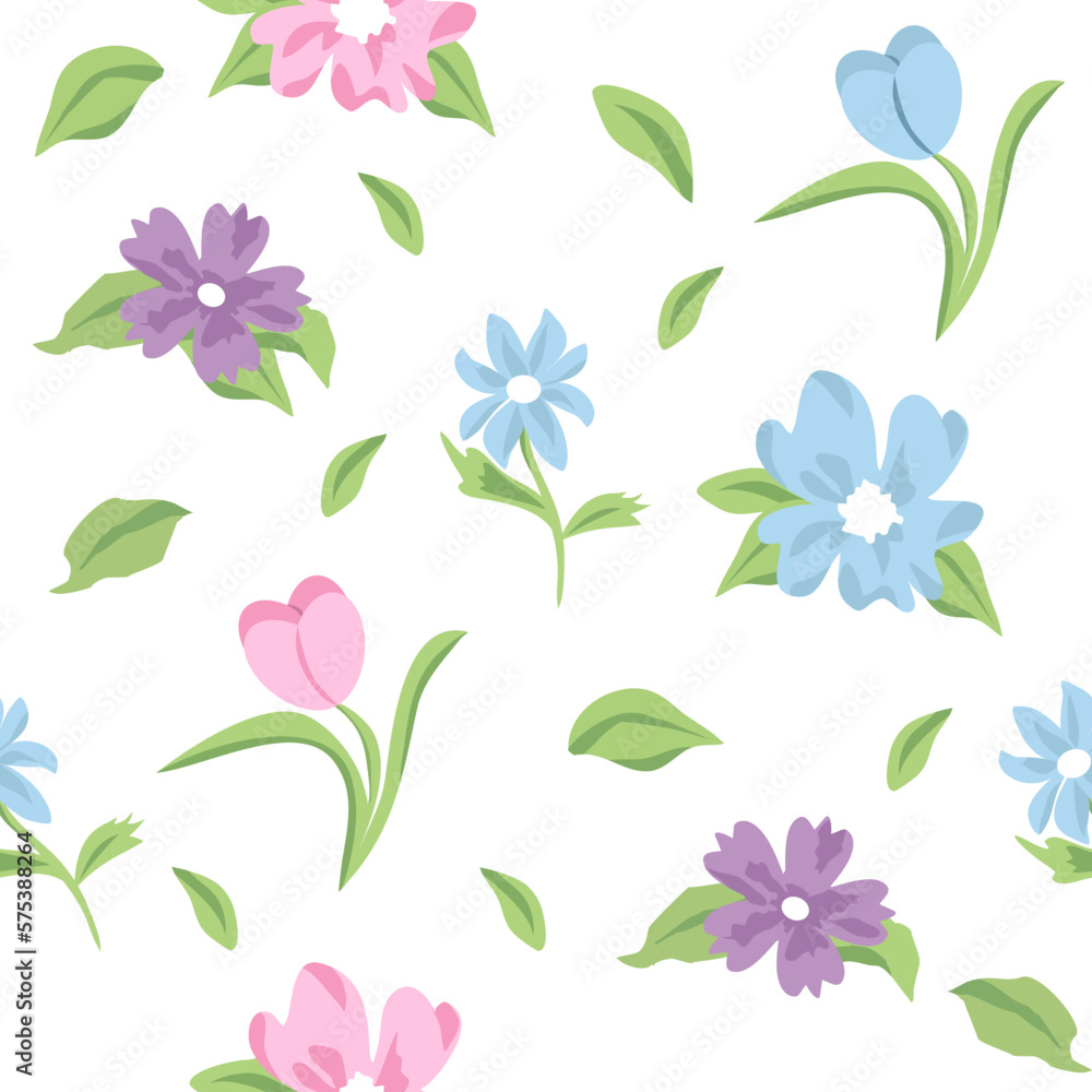 Pink, blue and violet flowers, flowers seamless pattern,  gentle seamless flower pattern, summer flower pattern, swimsuits seamless pattern,   