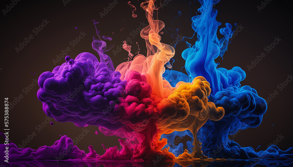 Fototapeta premium multi-colored smoke on a black background. Generative AI