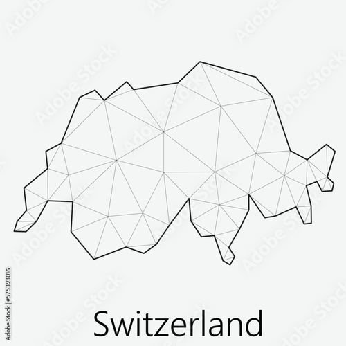 Vector low polygonal Switzerland map.