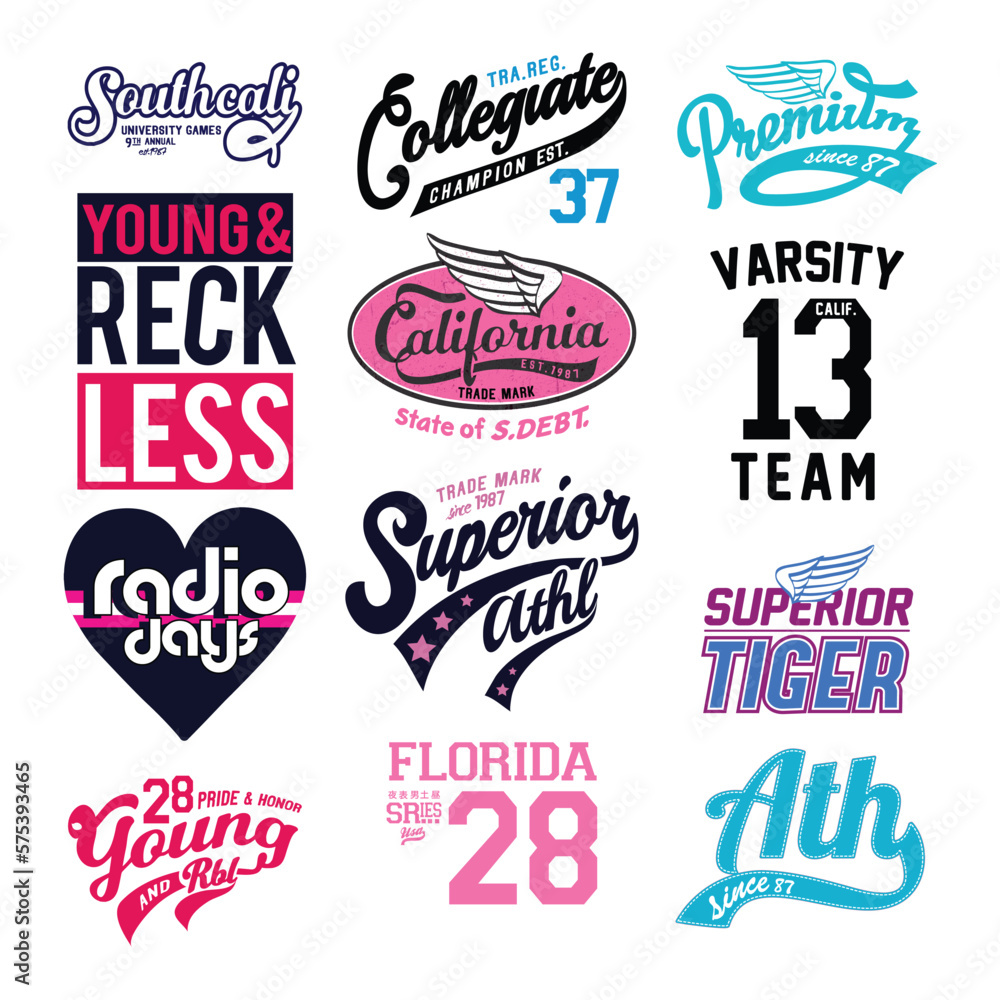 varsity and college typography for print