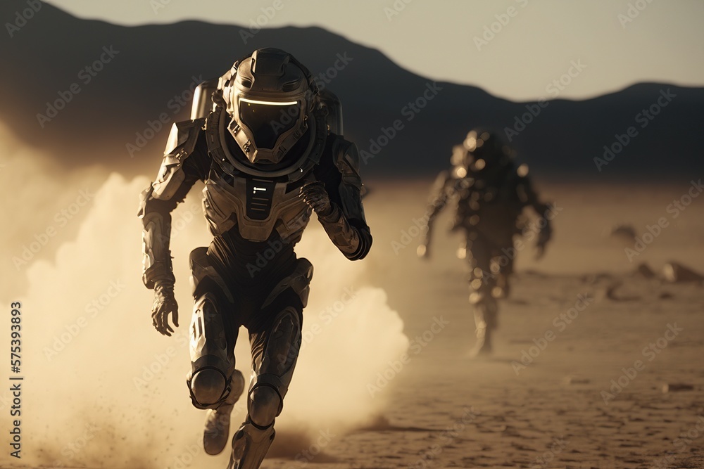 Naklejka premium Soldier in other planet