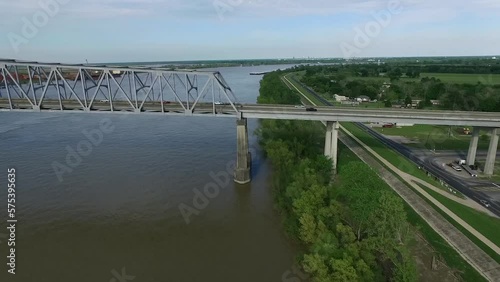 Veterans Memorial Bridge Gramercy Bridge in Louisiana, Mississippi River in Background photo