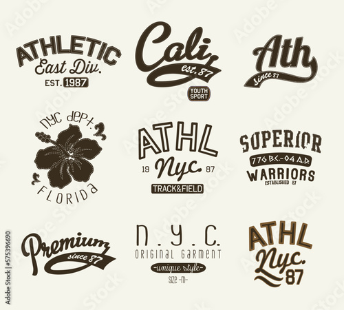 college and varsity typography for print