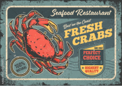 Fresh crabs vintage colorful flyer