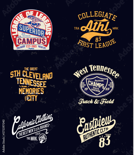 college and varsity typography for print