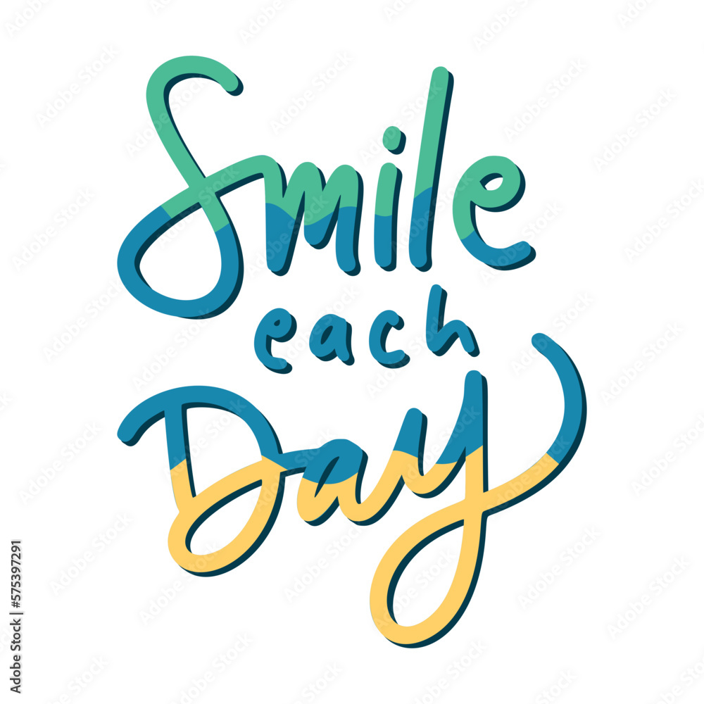 Smile Each Day Sticker. Motivation Word Lettering Stickers Smile Each Day Sticker. Motivation Word Lettering Stickers