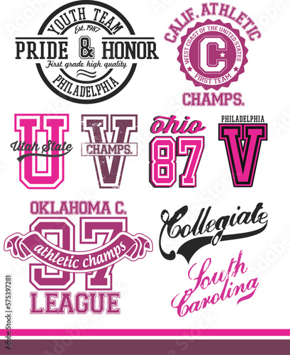 college and varsity typography for print photo