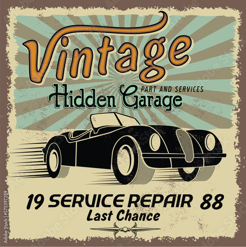 vintage race car for printing.vector old school race poster.retro race car set