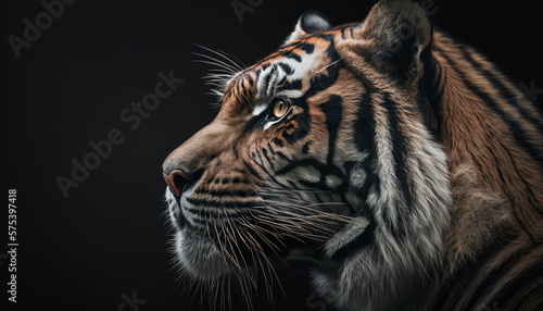 The tiger in hyper-realistic representation: detailed close-up from the side © W.S. Coda