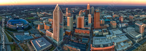 Fotografija Charlotte NC Aerial Panorama Cityscape Golden Hour