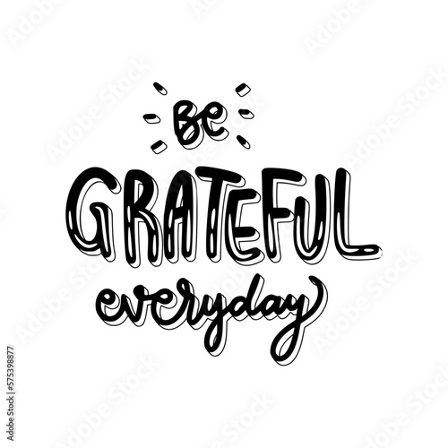 Be Grateful Everyday Sticker. Motivation Word Lettering Stickers