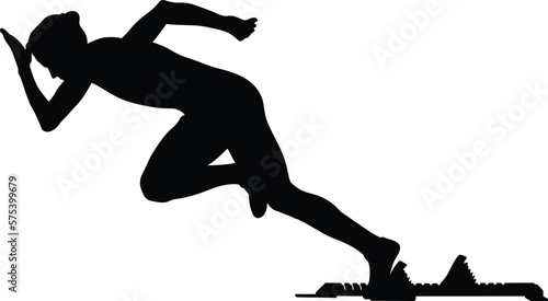 explosive start woman runner sprinter from starting blocks