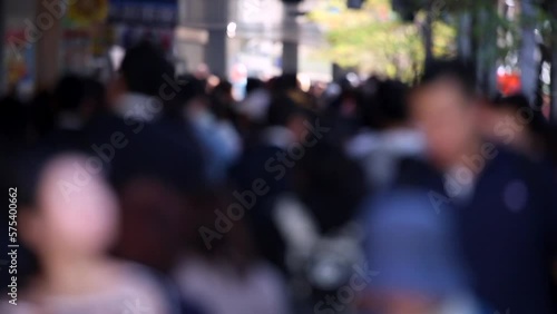 Wallpaper Mural Blurry Japanese People in Tokyo. Business District. Rush Hour Time People Are Walking on the Sidewalk. Japan. Background Video Torontodigital.ca
