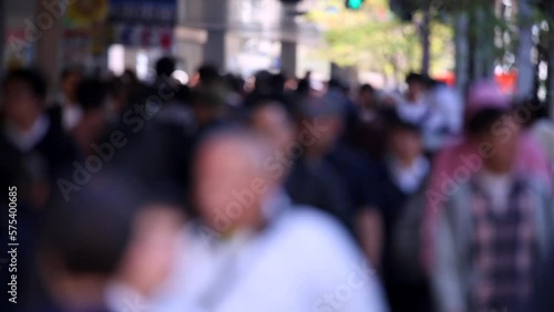 Wallpaper Mural Blurry Japanese People in Tokyo. Business District. Rush Hour Time People Are Walking on the Sidewalk. Japan. Background Video Torontodigital.ca