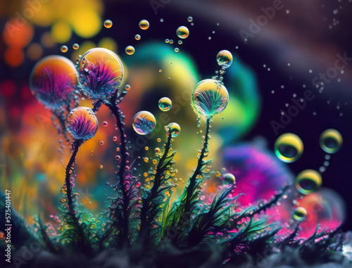 abstract background. psychedelic macro image of plants. generative AI