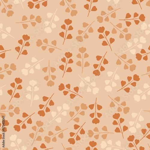 Exquisite floral seamless pattern tile of aesthetic abstract dry branches and leaves. Repeat Foliage textured background design