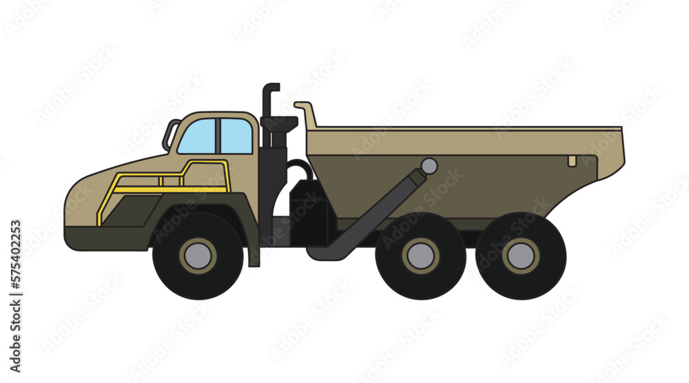 Vector illustration color children articulated dump truck construction machine clipart