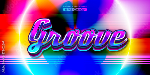 Retro editable text effect style groove futuristic 80s vibrant theme with experimental background, ideal for poster, flyer, social media post with give them the rad 1980s touch