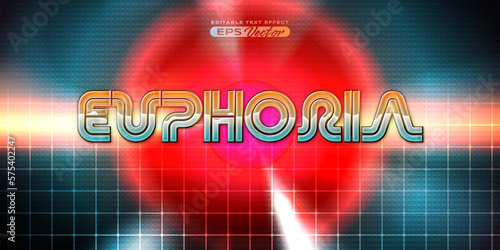Retro editable text effect style euphoria futuristic 80s vibrant theme with experimental background, ideal for poster, flyer, social media post with give them the rad 1980s touch