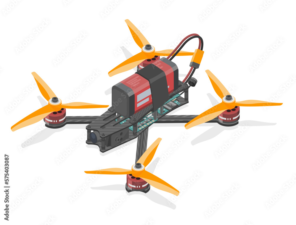 FPV Drone Racing freestyle RC Drone Pro sport flight hobby Toys isometric  isolated illustration on white Stock Vector | Adobe Stock
