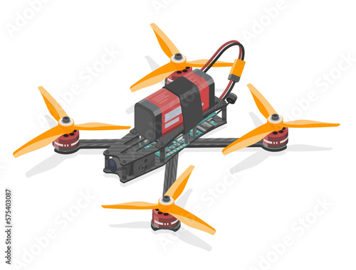 FPV Drone Racing freestyle RC Drone Pro sport flight hobby Toys isometric isolated illustration on white