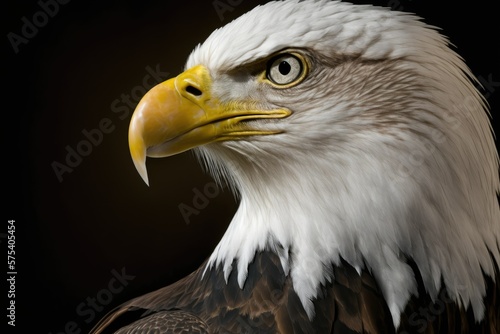 American bald eagle  close up  against a black background. Generative AI