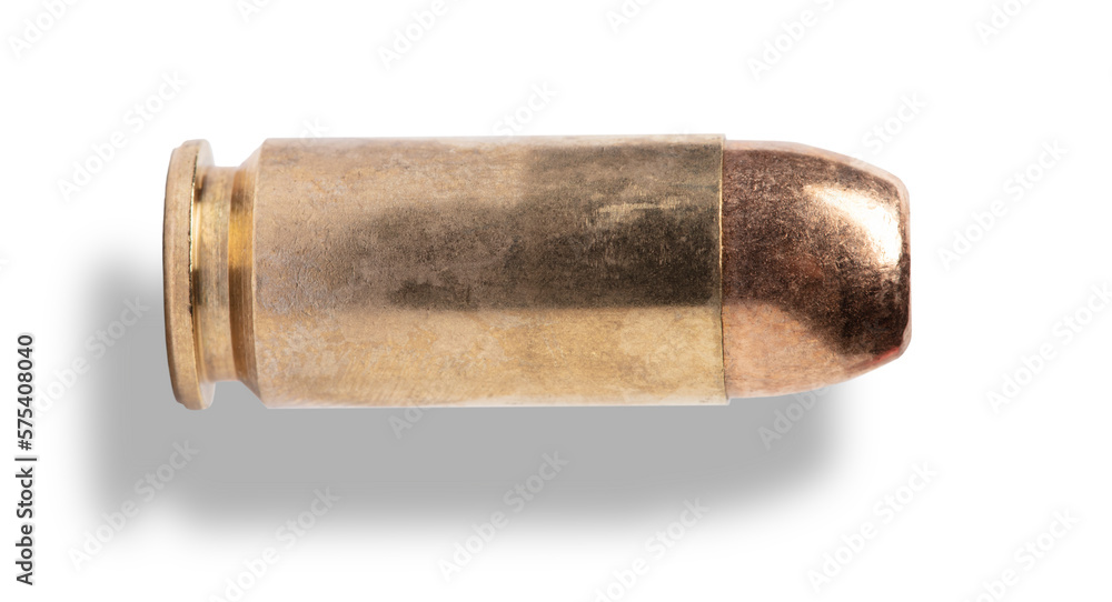 Cartridge for a 40 caliber semi auto pistol with shadow underneath ...