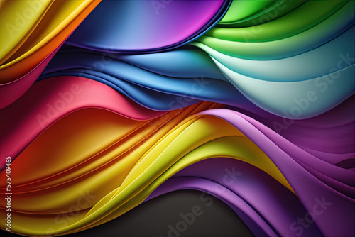 Modern colorful flow poster. Wave Liquid shape in black color background. Generative Ai