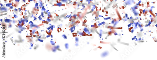 Fototapeta Naklejka Na Ścianę i Meble -  confetti - USA banner mockup with confetti confetti in American national colors. USA Presidents Day, American Labor day, Memorial Day, US election concept.