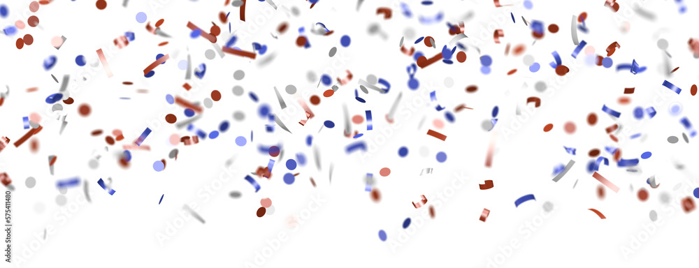 Confetti - Red white blue shiny confetti Confetti on white background, isolate, tricolor concept, Confetti - Red white blue shiny confetti Confetti on white background, isolate, tricolor concept,