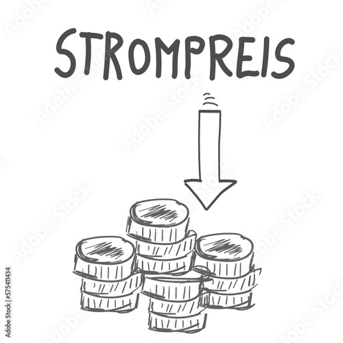 Strompreis Infografik Skizze Zeichnung Pfeil 
