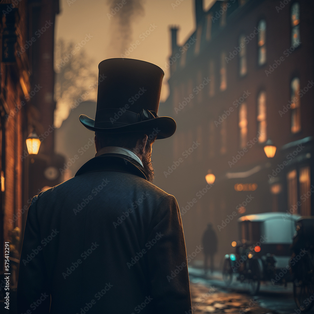 retro man in a suit and hat on the background of the evening city retro man in a suit and hat on the background of the evening city
