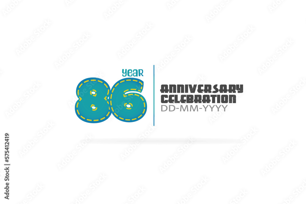 86th, 86 years, 86 year anniversary celebration fun style green and blue colors on white background for cards, event, banner-vector 86th, 86 years, 86 year anniversary celebration fun style green and blue colors on white background for cards, event, banner-vector