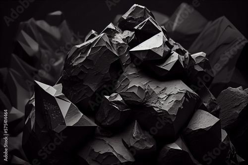 A black rock is surrounded by black rocks Generative ai