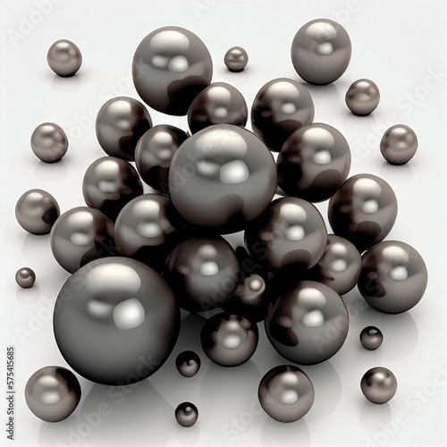 Texture of black pearls close-up, background with many beautiful pearls of different sizes, beautiful wallpaper