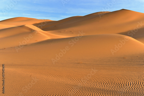 SAHARA DESERT LANDSCAPE WITH SAND DUNES IN ALGERIA AROUND DJANET OASIS