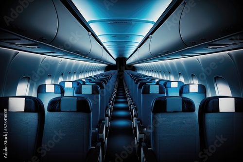Empty commercial jet interior. Generative AI