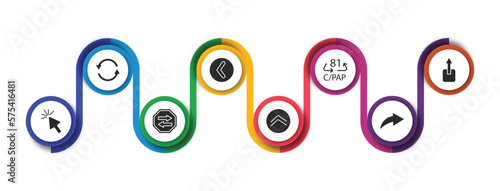 user interface filled icons with infographic template. glyph icons such as refresh button, round left button, c/pap 81, export button, mouse arrow, two left arrows, up arrow fold right curve arrow