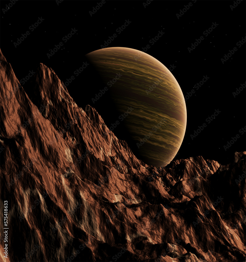 Gas giant, planet, 3D illustration, 3D rendering	