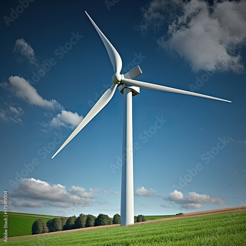 Wind turbines in open fields provide a dependable and cost-effective form of renewable energy. They take advantage of the wind and provide sustainable electricity. AI Generative